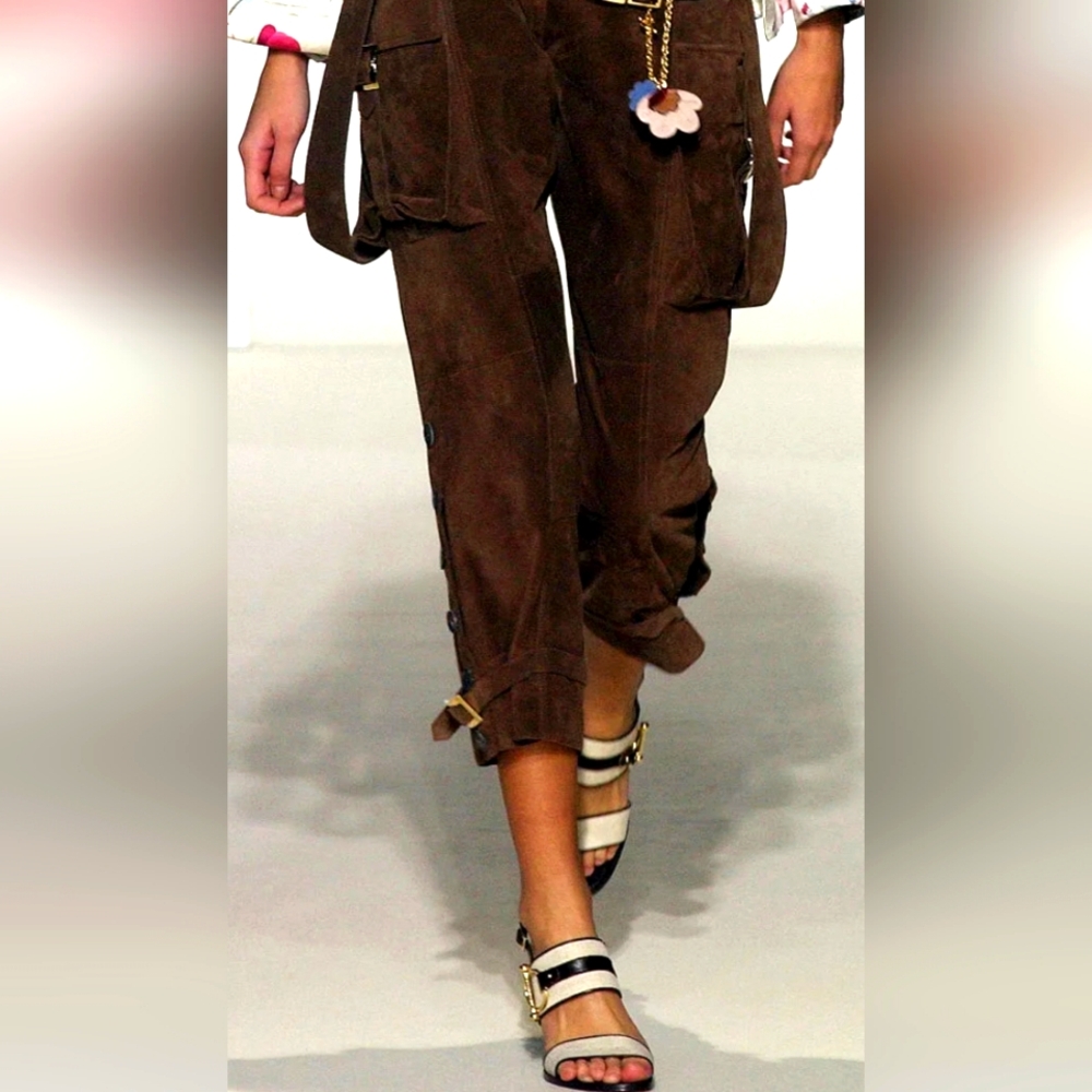MARNI SANDALS RUNWAY LEATHER CANVAS CHAIN 36.5 US6.5